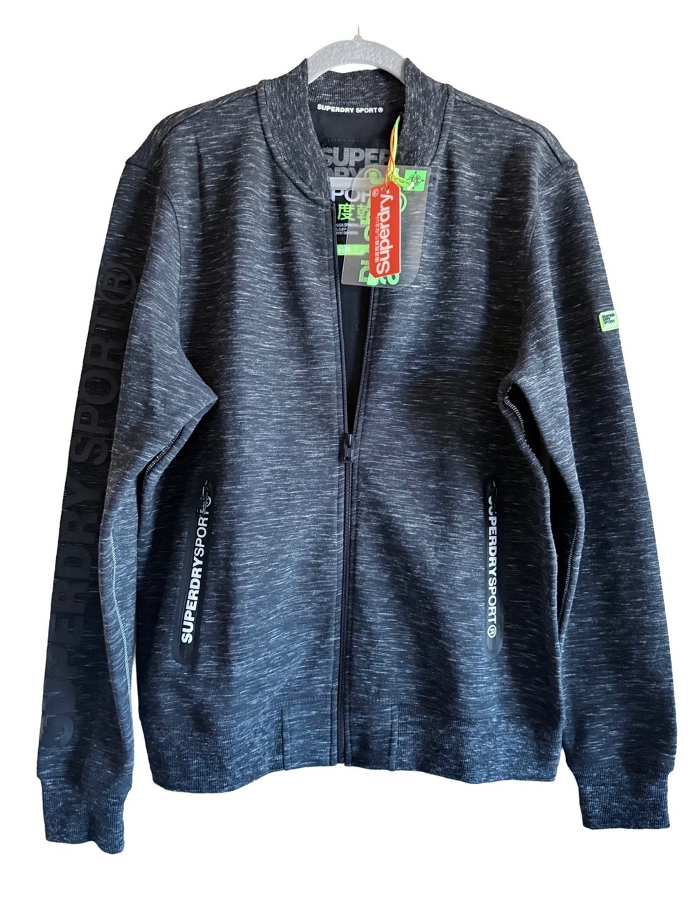 Superdry Sport Gym Tech Hybrid Zip Jacket Space Dye Black Men’s 2XL NWT